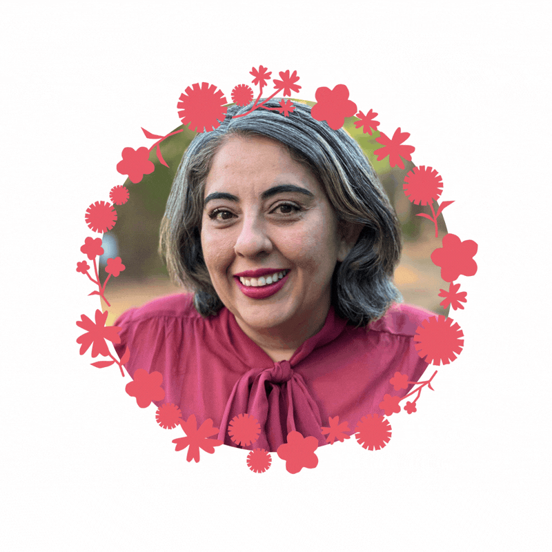 Nadeen in a circle of flowers